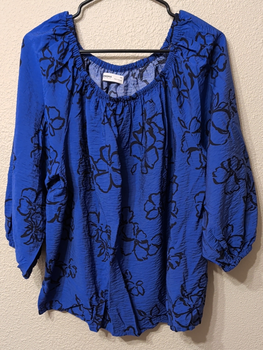 Sonoma Royal Blue Floral Peasant Blouse